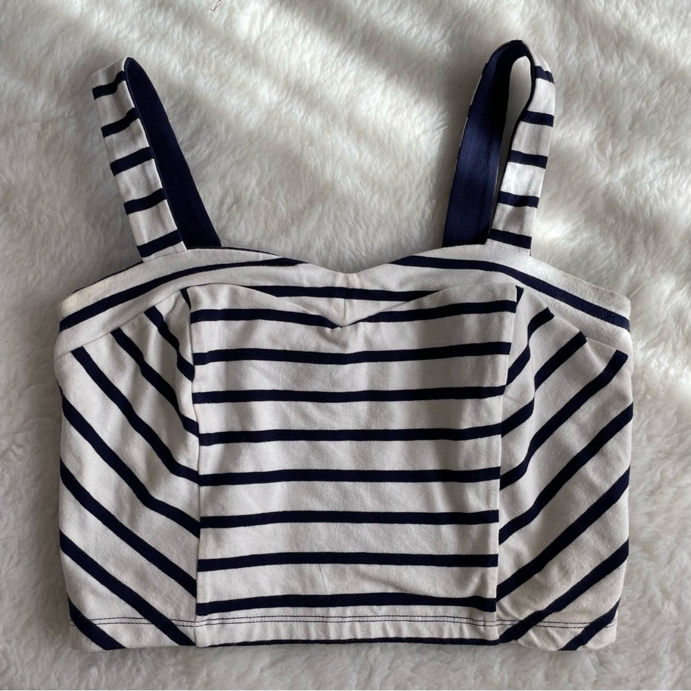 Navy stripe bustier top pinup vintage style crop tank